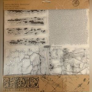 Iron Orchid Designs Vintage Textures Stamp New with Tags